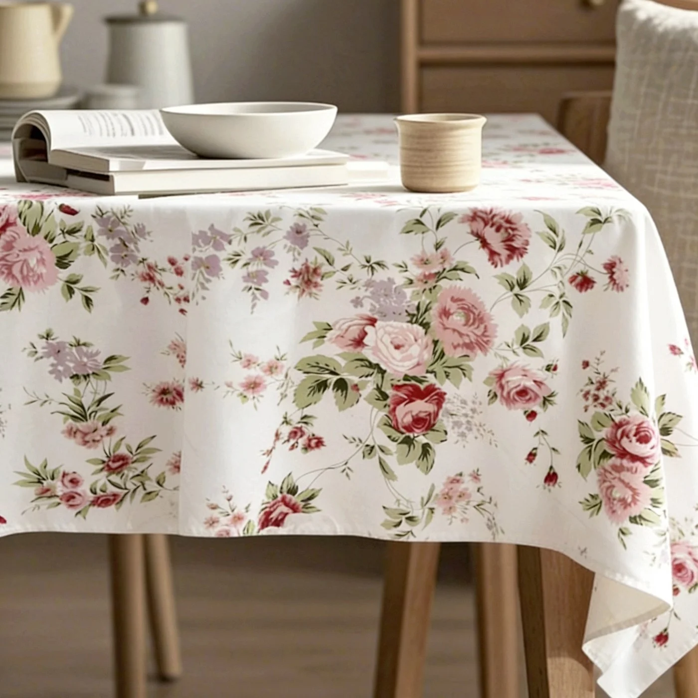 Korean Style Pure Cotton Tablecloth Ruffle Pattern Of Roses Rotundity Restaurant Dining Table Tea Table Cover Cloth Decoration