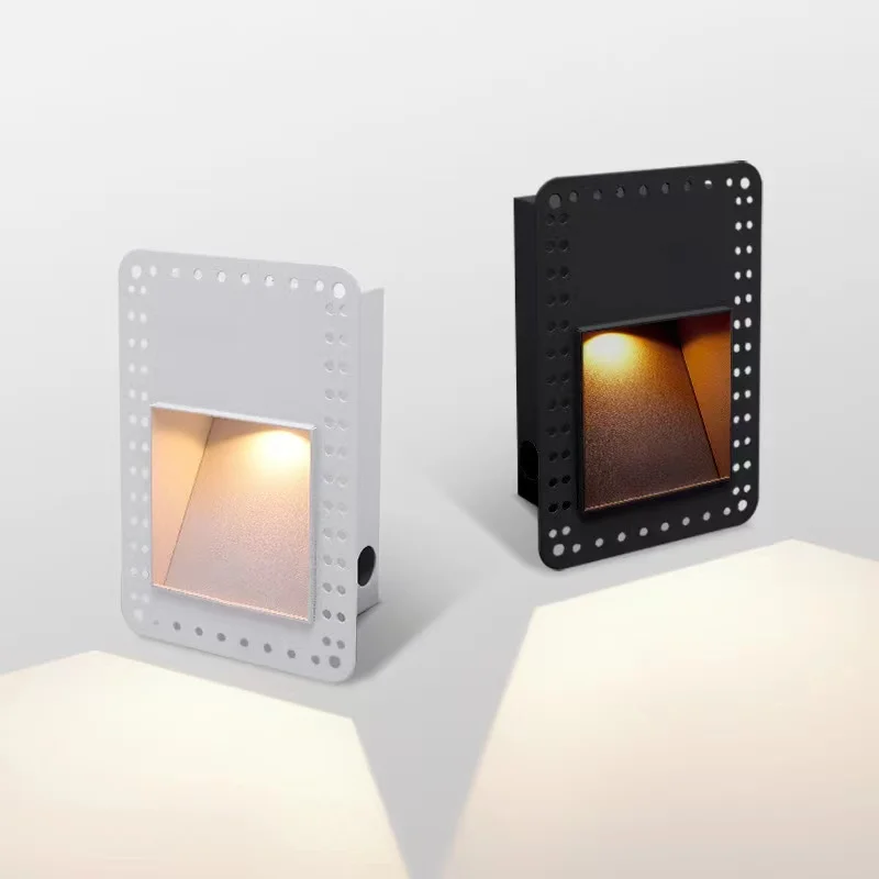 

Embedded White Black Wall Lamp PIR Motion Sensor Step Light 110V 220V for Home Stair Case Corridor Aisle Bedroom Night Light 3W