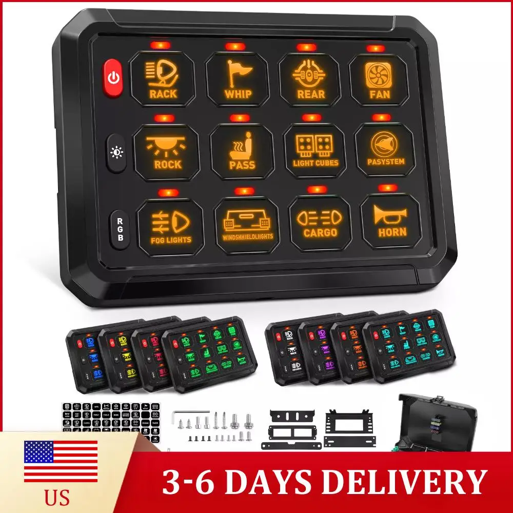 

12-канальная панель управления с подсветкой, электронная система реле, универсальная панель управления цепями для автомобиля, грузовика, внедорожника, фургона