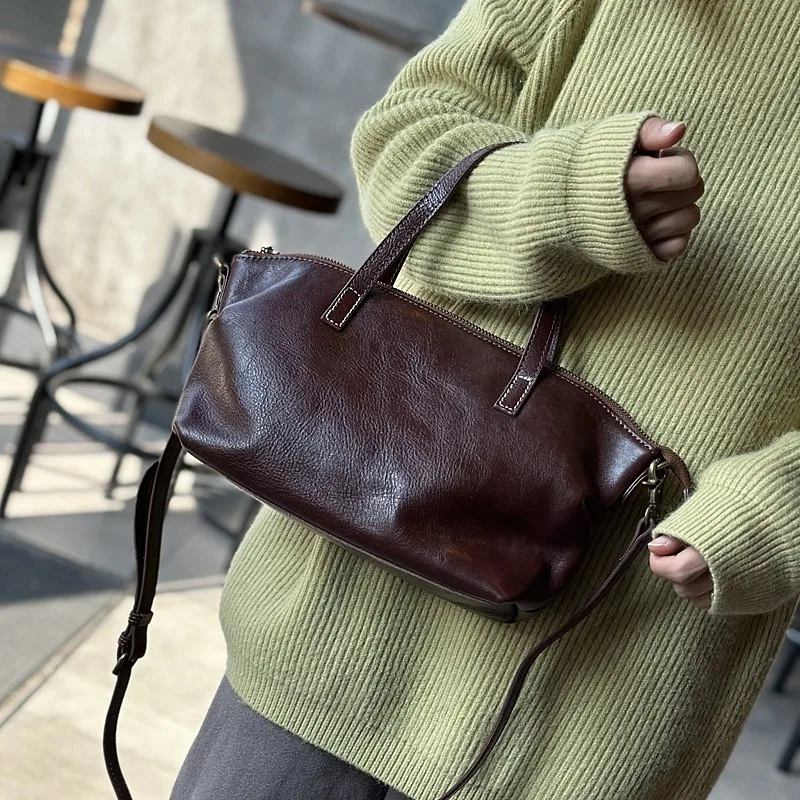 Johnature Casual Versatile Women Handbag Genuine Leather 2024 New Simple Solid Color Natural Soft Cowhide Shoulder Bags