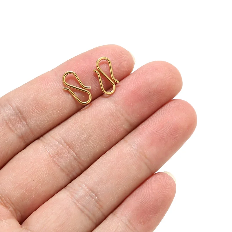 

50pcs/lot Gold Plated Stainless Steel 6*12mm S Shape Hook Clasp Connectors For DIY Jewelry Necklaces Bracelets Making Findings