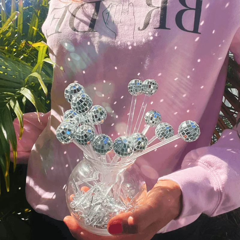 

6pcs Disco Ball Drink Stirrers Cocktail Beverage Stirrer Bar Mixing Disposible Fun Sticks For Wedding New Year Decor Party Favor