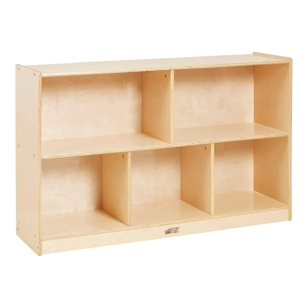 5-Compartment Mobile Storage Cabinet, 30in, Classroom Furniture, Natural