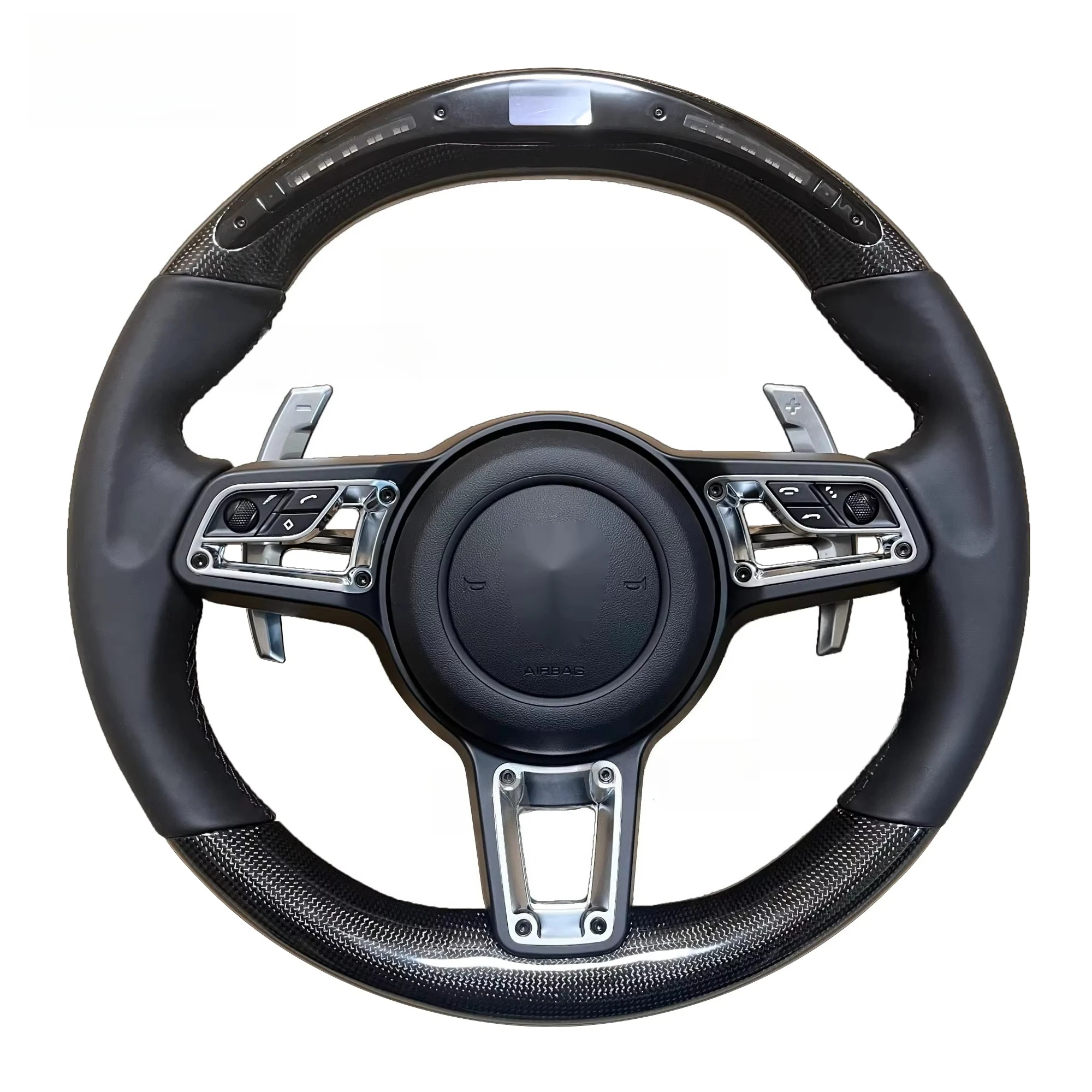 

Pure Leather Steering Wheel For Porsches Compatible With Panamera Macan Cayenne 918 911 718 970 971 958 Models