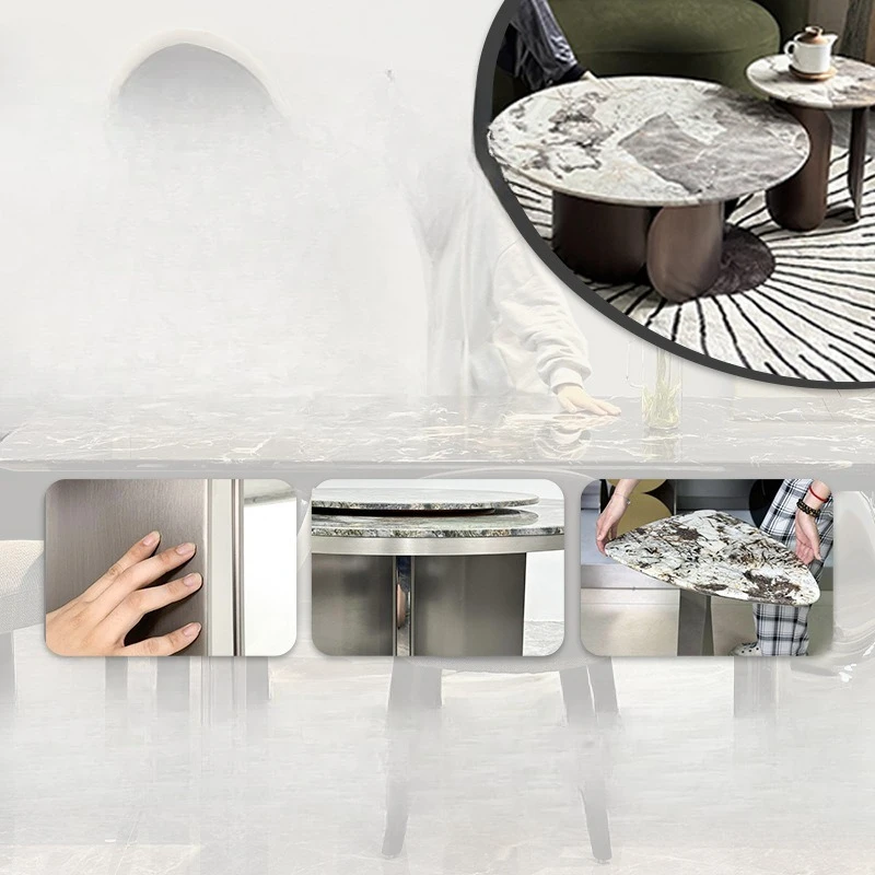 Marble dining table, modern minimalist horse belly shaped household dining table