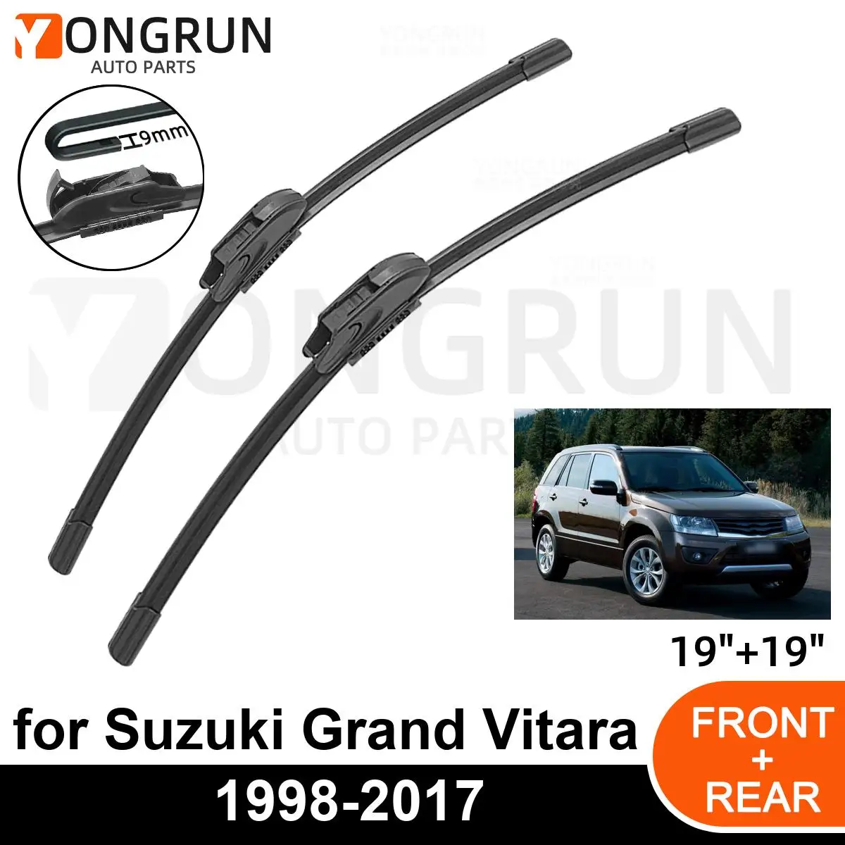 

Car Front Windshield Wipers For Suzuki Grand Vitara 1998-2017 Wiper Blade Rubber 19"+19" Car Windshield Windscreen