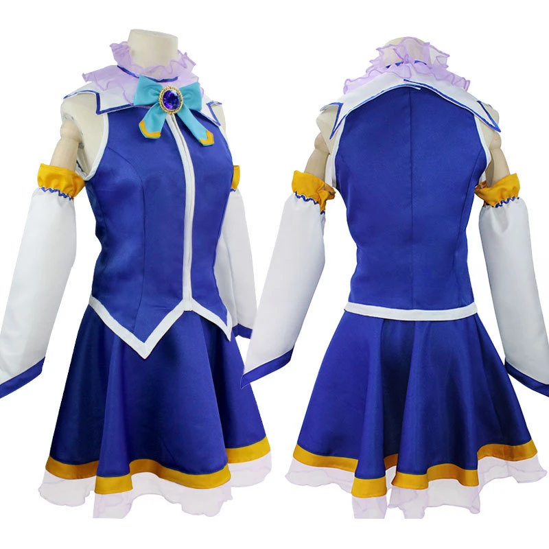 Anime KonoSuba God's Blessing on This Wonderful World Aqua Blue Dress Uniform Outfit Anime Customize  Aqua Cosplay Costumes Wig