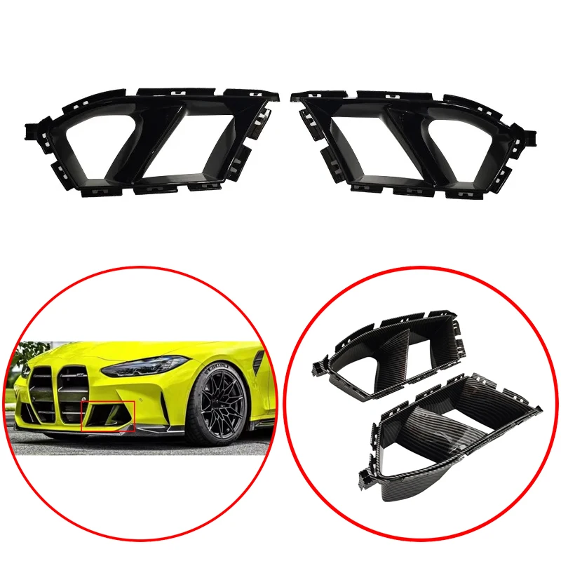 

For BMW M3 M4 G80 G82 G83 2020 - 2024 Front Bumper Air Inlet Grille Side Vents Decorative Lip High Quality ABS Carbon Fiber Look