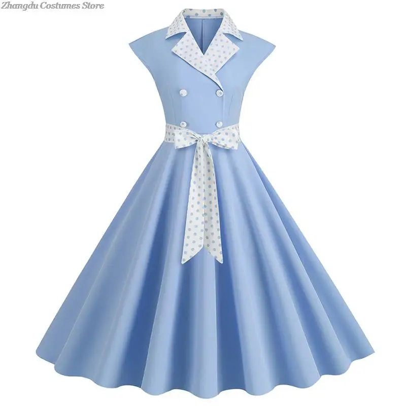 Women Elegtant Polka Dot Printed Vintage Dress Summer Retro 50s 60s Swing  Dresses Retro Rockabilly Party Dress Sundress - AliExpress 200000345