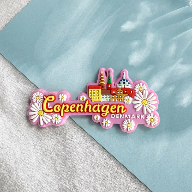 Копенгаген, Дания, деревянная весенняя хризантема, креативный силиконовый магнит на холодильник, ценный изысканный коллекционный домашний декор