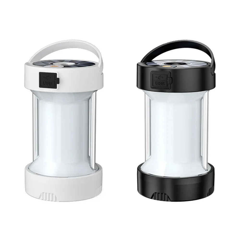 Solar Portable Camping Light 4 Modes Powerful Flashlight USB Charging 18650 Battery Lamp Outdoor Multifunctional Magnet Lantern
