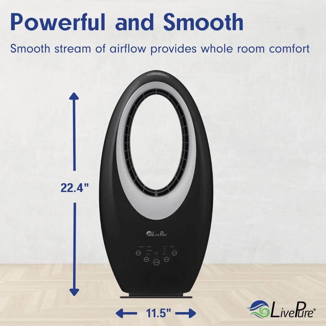 New LP1500 Bladeless Oscillating Whole Room Fan. 3-Speed Adjustment, Touch Control, Quiet Cooling Fan. Stand Up Personal Fan