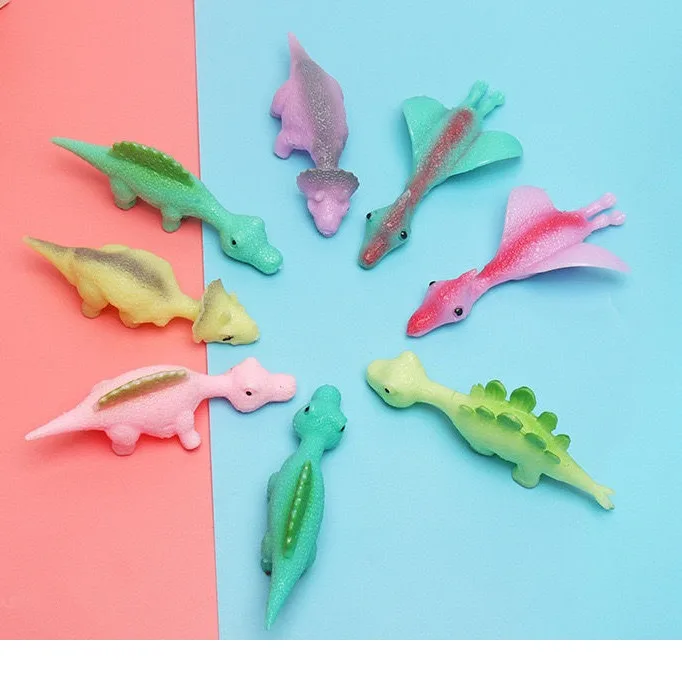 5 pezzi di dinosauro che salta giocattolo divertente dardo da dito tiro piccolo dinosauro decompressione giocattolo in gomma morbida regalo per bambini di famiglia