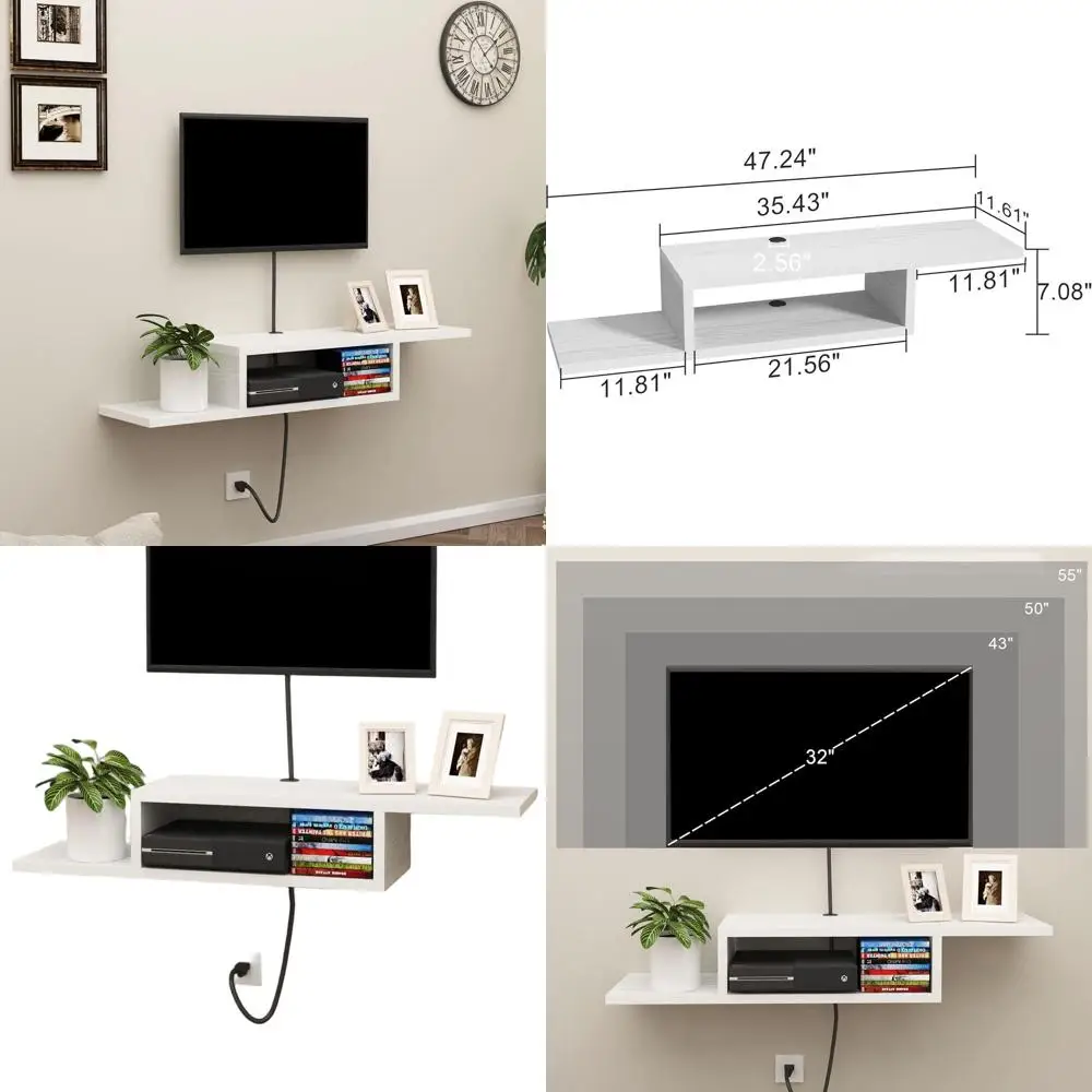 

Белая подвесная тумба-полка для телевизора, настенный медиацентр для гостиной и спальни