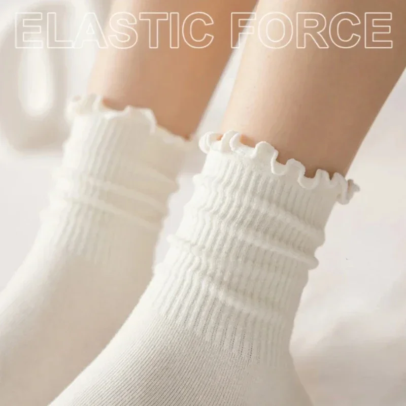 Chaussettes en Coton Respirant pour Femme, Harajuku, Rétro, Streetwear, Solide, Noir, Blanc, Japonais, Kawaii, Mignon, Frily, Lot de 5 Paires