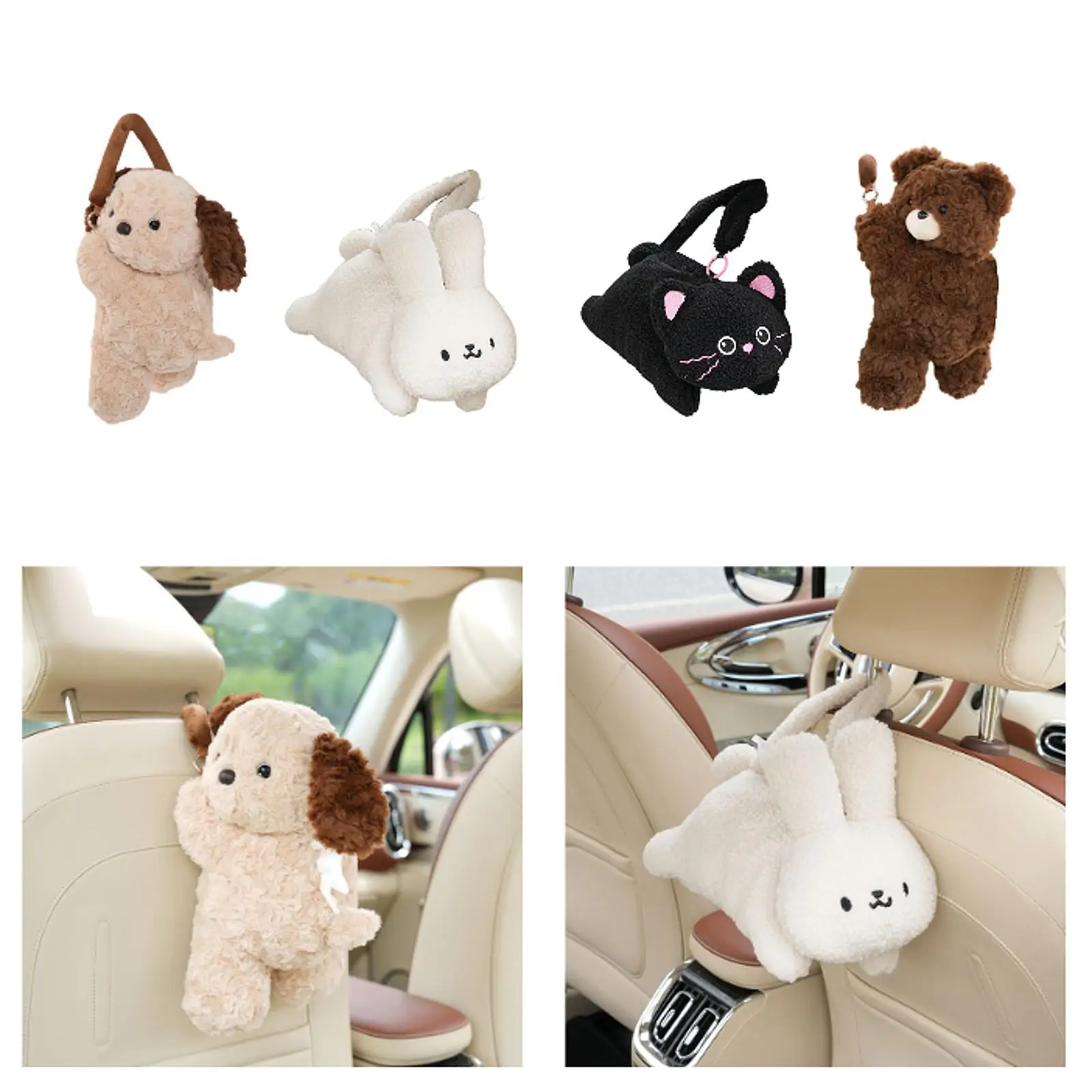 

Generic Car Plush Animal Tissue Holder Decorative Hanging Creative Hanging Tissue Box for Home Kitchen Car Bathroom Office