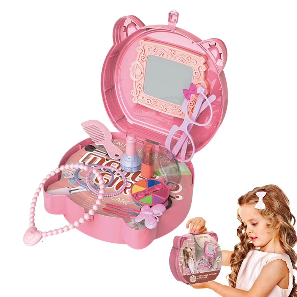 

Kids Pretend Set Toys, Dresssing Case Portable Suitcase, for Girls Play, Mini Family Education