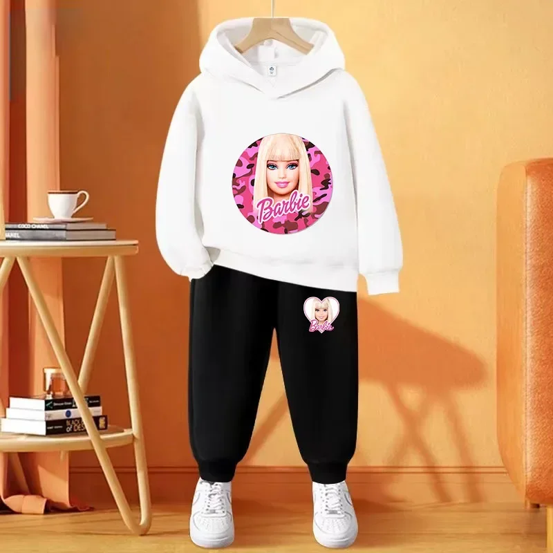 Boys Girls Clothes Barbie Hoodie Set Kids 2pcs Spring Autumn Toddler Girls Cartoon Hooded +pants Tracksuit Girls Clothing