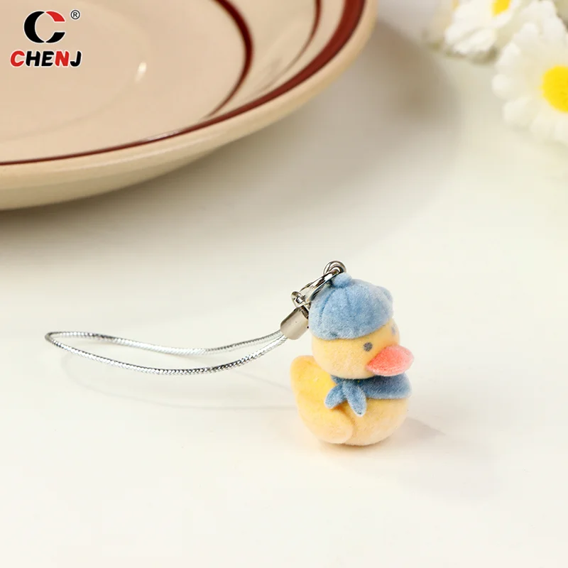 Cartoon Flocking Duck Phone Lanyard Cute Little Duck Pendant Mobile Phone Strap Keychain For Girls Cell Phone Chain Accessories