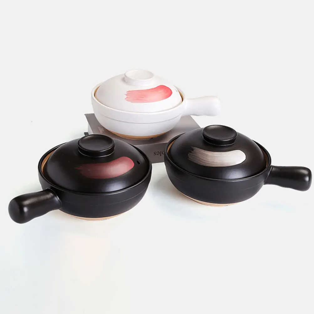 

Household Clay Casserole Pot Non-Stick Soup Stew Cooking Pot for Gas Stove Braised Chicken Kitchen Cookware Portable Handle