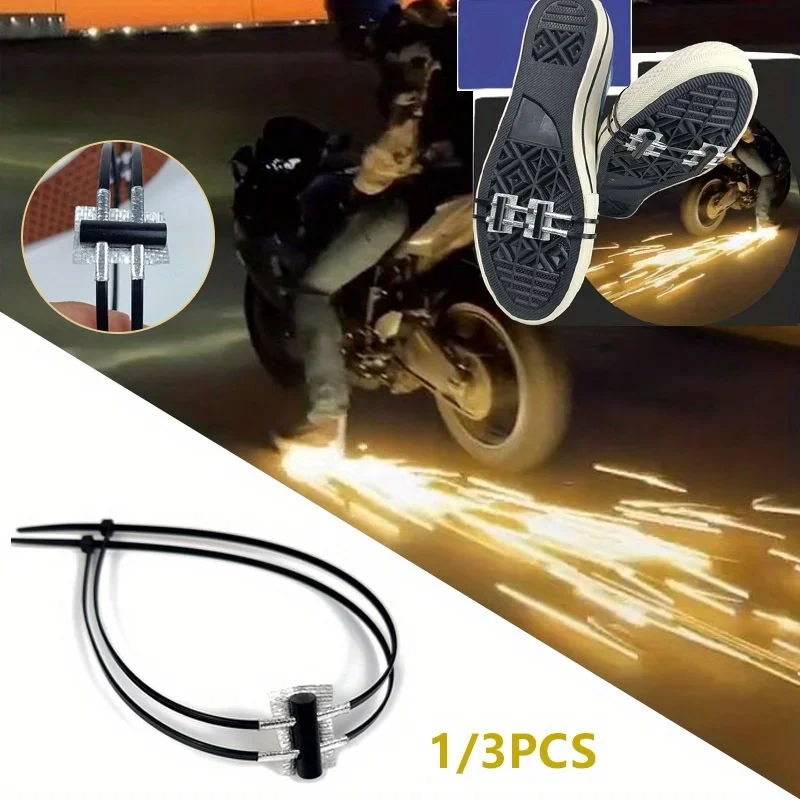 1pc/3pcs Sole Hit Flint Foot Brake Ground Spark Flint Magnesium Rod Bicycle Motorcycle Cool Skateboard Sparks