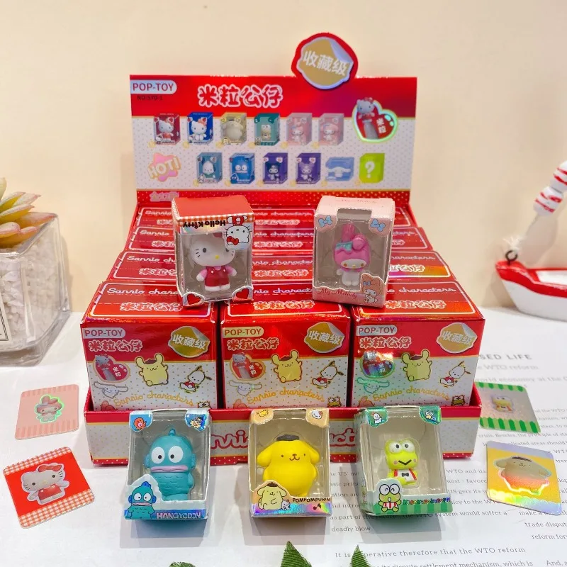 12 pçs novo dos desenhos animados olá kitty figura de ação modelo bonito kuromi modelo colecionável brinquedo decoração do quarto ornamento desktop brinquedos presentes