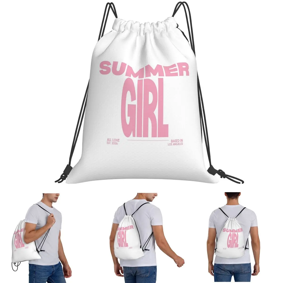 

Summer GIrl Backpacks Fashion Drawstring Bags Sports Bag Book Bags for Man Woman School
