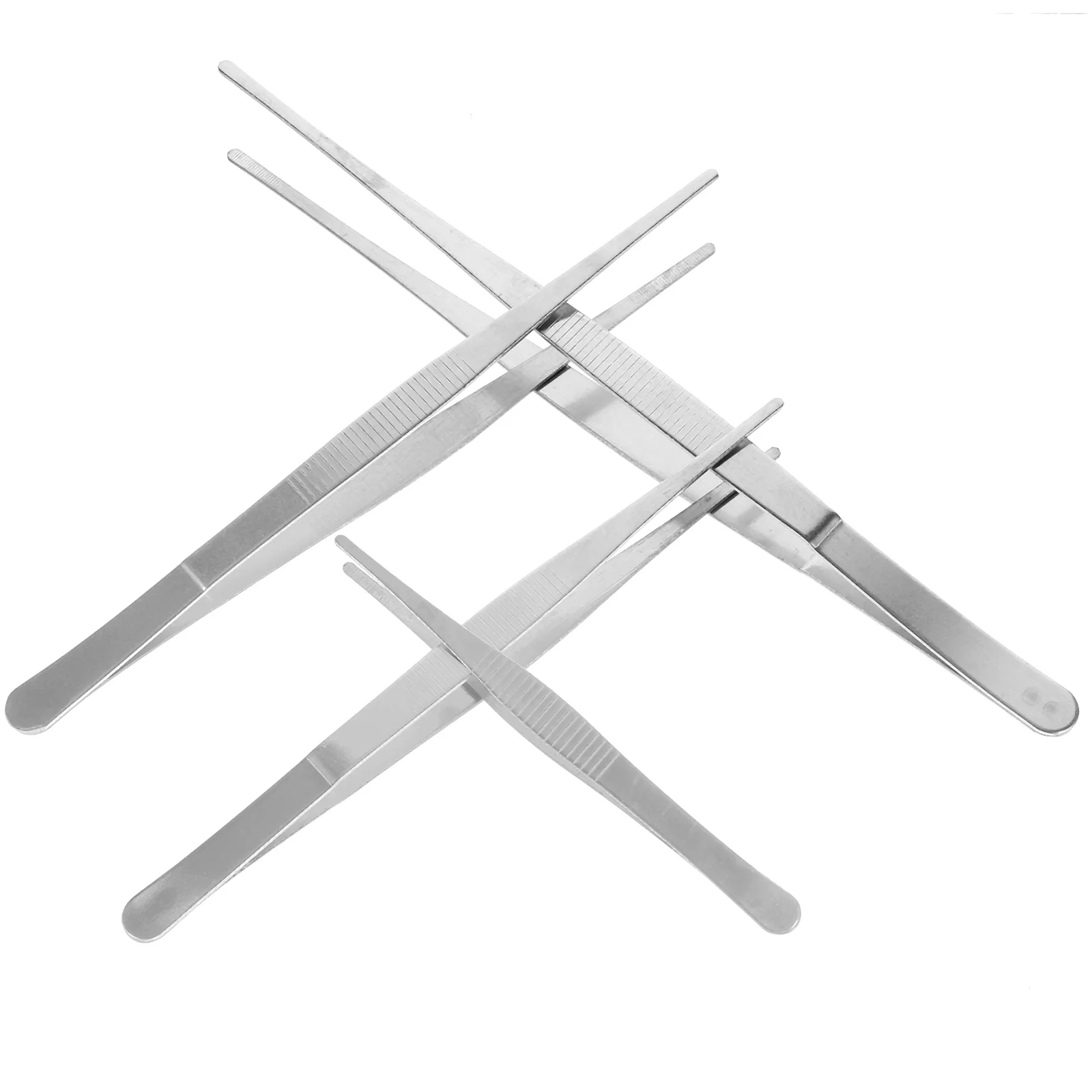 

4pcs Stainless Steel Tweezers Thicken Long H Kitchen Tools Portable Craft Accessory for Succulents Plant Bonsai