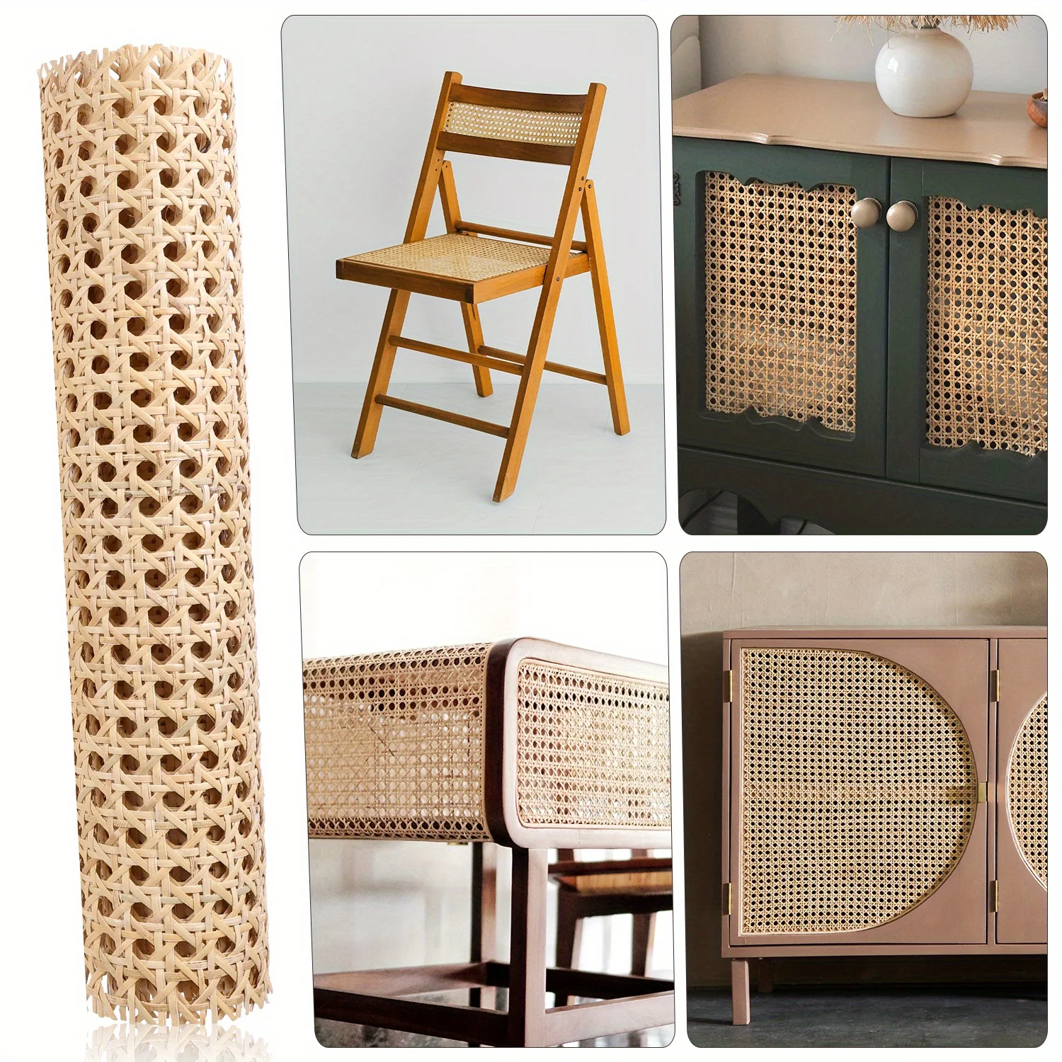 Natural Real Rattan Roll 35/40/45/50/55cm Width Hand Woven Vine Repair Furniture Materials DIY Make Chairs Tables Cabinet Doors image 5