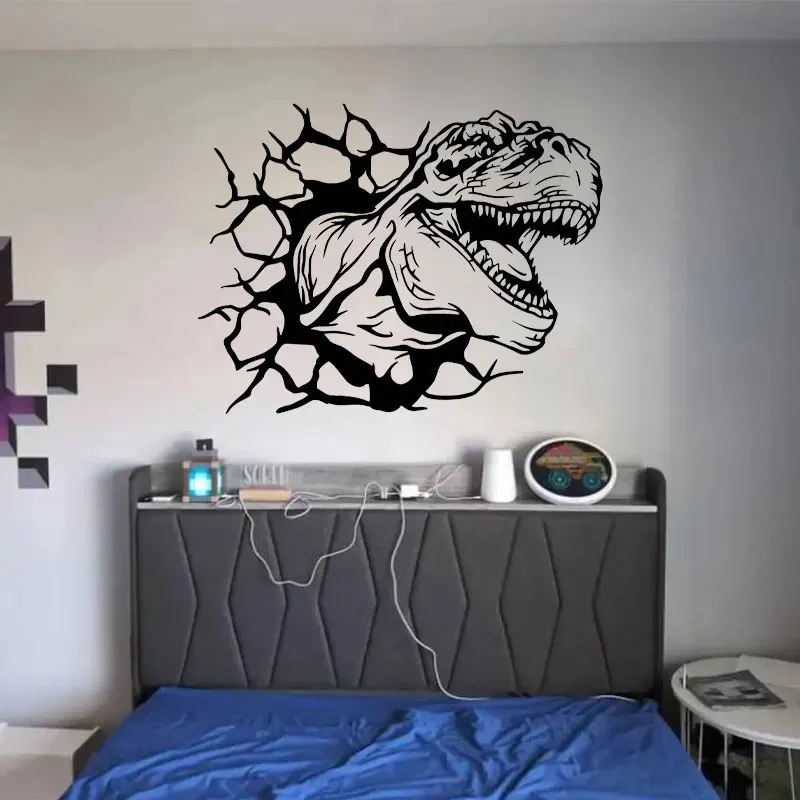 Tyrannosaurus Rex Dinosaur Vinyl Wall Decal, T-Rex Wall Sticker for Nursery Kids Bedroom, Dino Wall Decor Boys Room Poster G211