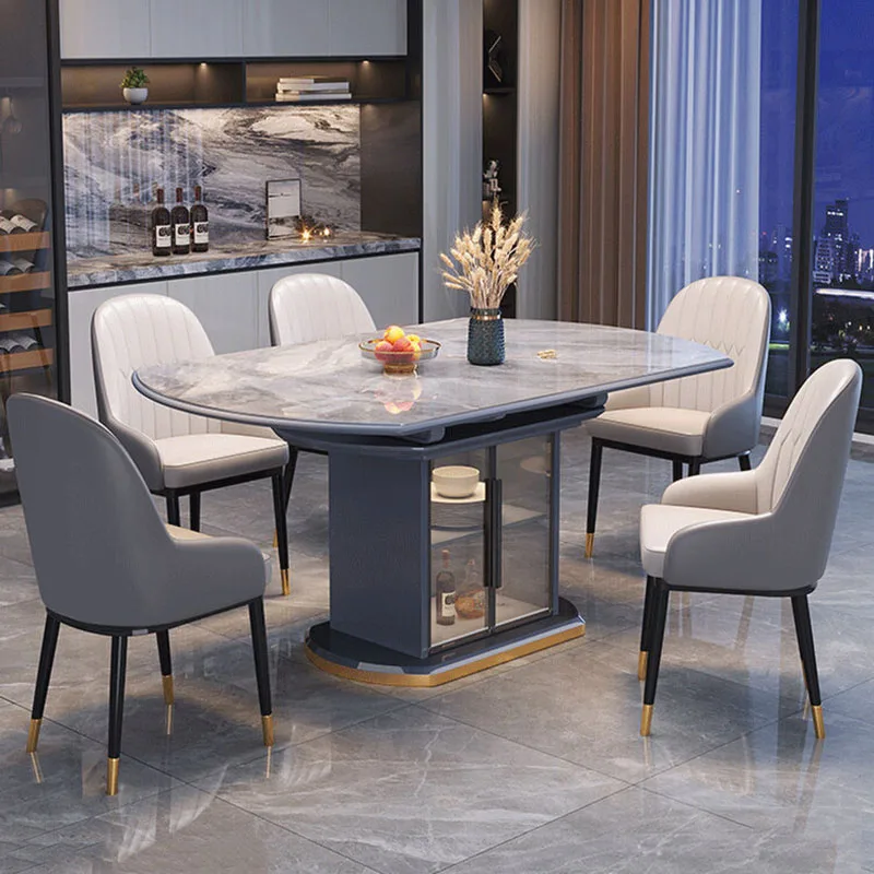Restaurant Extendable Dining Table Kitchen Modern Nordic Designer Dining Table Luxury Chairs Mesas De Jantar Home Furniture