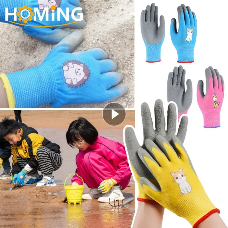 Gardening Gloves Kids Durable Waterproof Garden Work Gloves Non-Slip Children Safety Yard Work Gloves Portable Garden Supplies