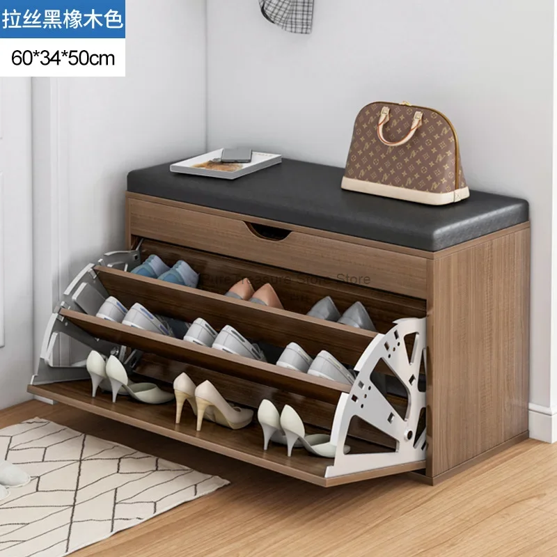 Nordic Shoe Storage Rack Entrance With Changing Stool Household Cabinet Bench Shoes Organizer Shelf