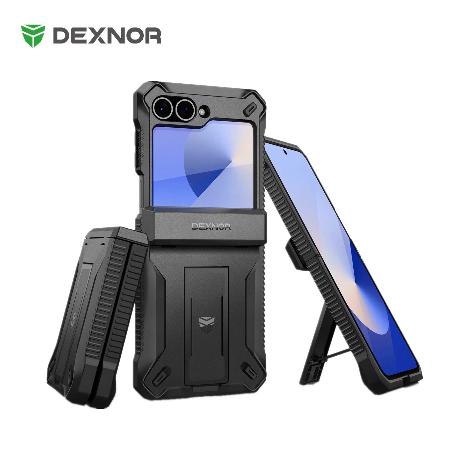 

Dexnor For Samsung Galaxy Z Flip 6 Case Hinge Protection Dual Layer Rugged Shockproof Full-body Protective Cover with Kickstand