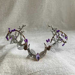 Fairy Crown Elven Purple Elf Headpiece Flower Girl Crown Fairy Costume Circlet Boho Wedding Woodland Tiara Bridal Headband