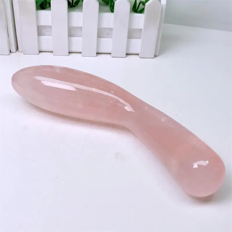 

Large Size Natural Rose Quartz Crystal Massage Penis Wand Gemstone Yoni for Women Health Smooth Polished Fengshui Decor 18cm