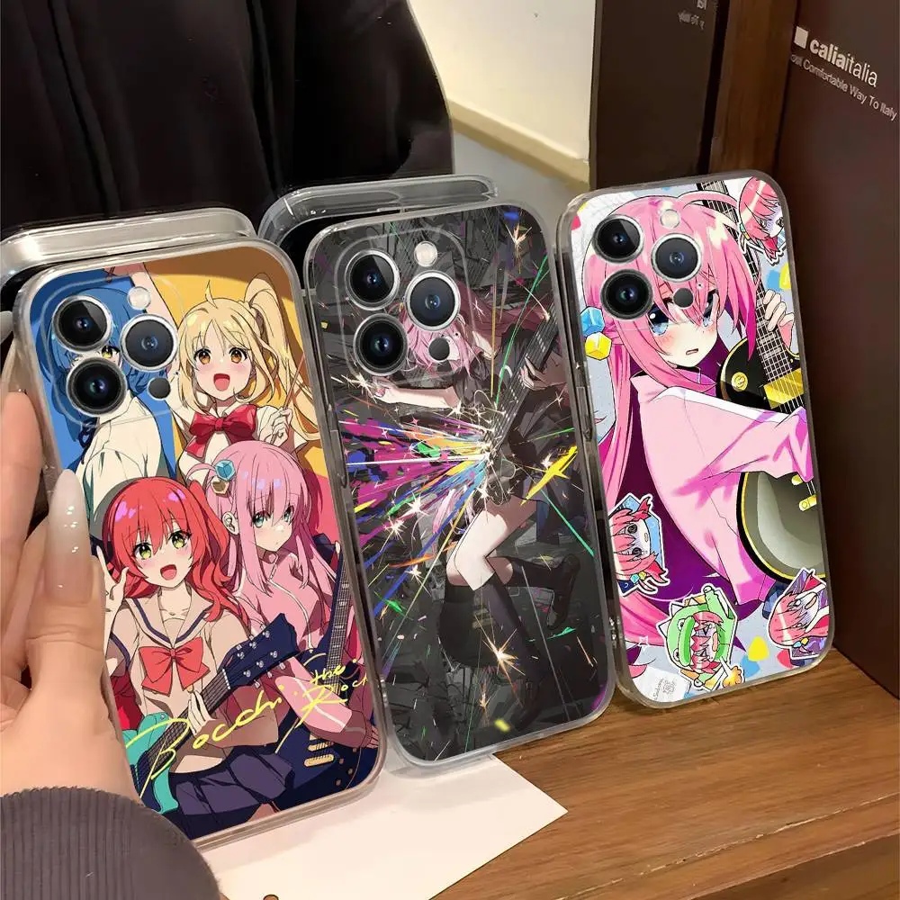 

Anime Bocchi The Rock Transparent Phone Case For IPhone 16 15 14 13 12 11 Pro Max Plus Soft Cover