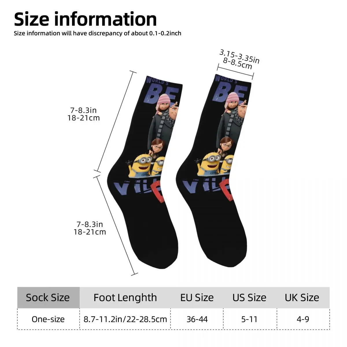 Funny Happy Minions Father\'s Day World\'s Best Dad Men\'s Socks Vintage Harajuku Despicable Me Hip Hop Novelty Seamless Crew Crazy