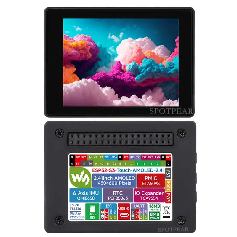 لوحة تطوير ESP32 S3 شاشة AMOLED مقاس 2.41 بوصة شاشة لمس 600x450 لـ Arduino LVGL مع مستشعر SD-Port/ QMI8658C ذو 6 محاور #2