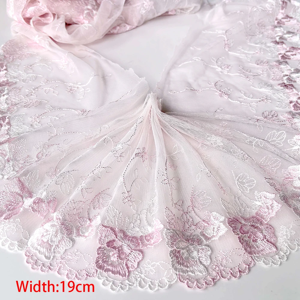 1Yard Pink Mesh Embroidery Lace Fabric, DIY Garment, Needlework, Sewing Dolll, Clothing Accessories