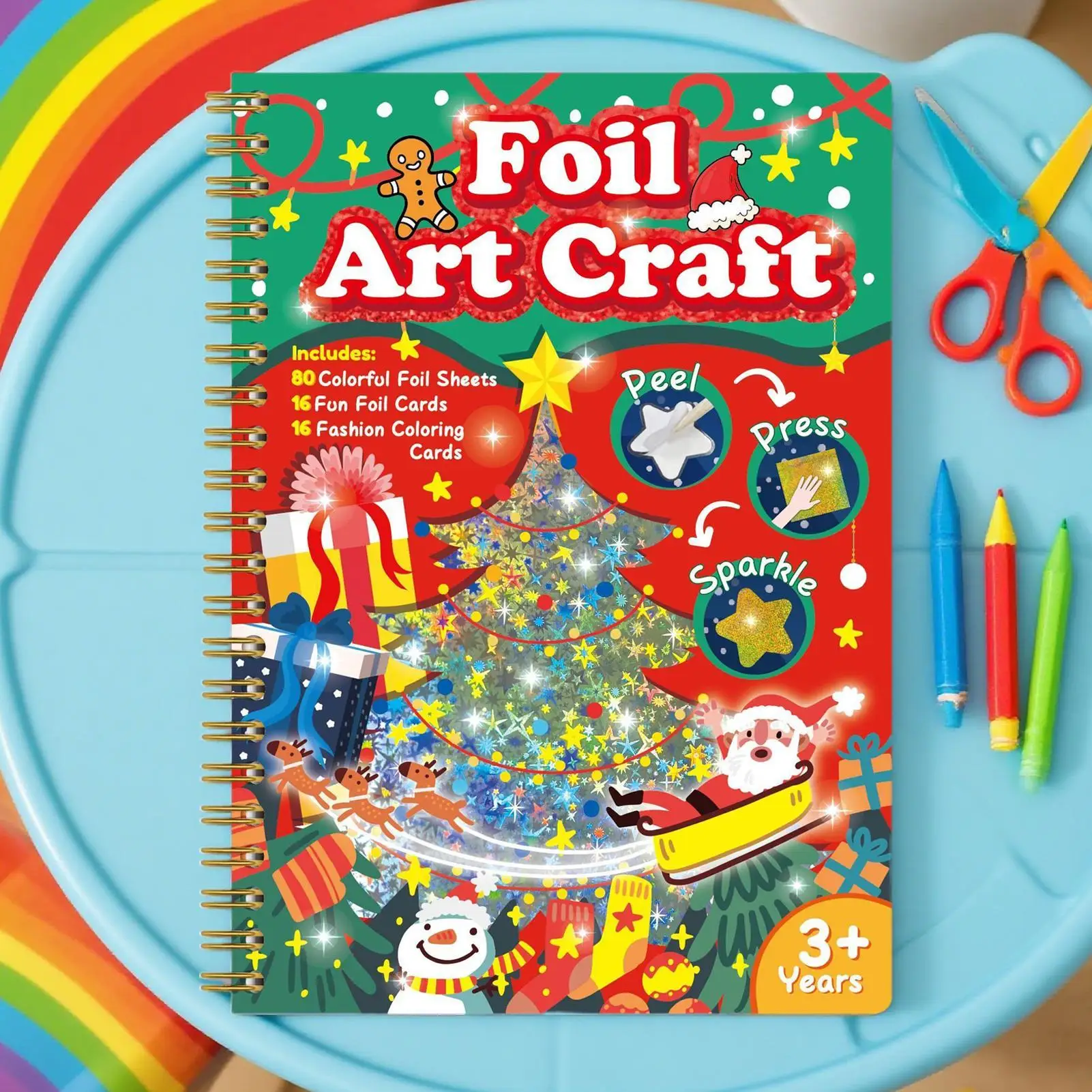 Kid Foil Craft Kit Child Peel-and-Press Foil Art Set Crafting Making Supplies Travel Toys For Children Teens Youth Family