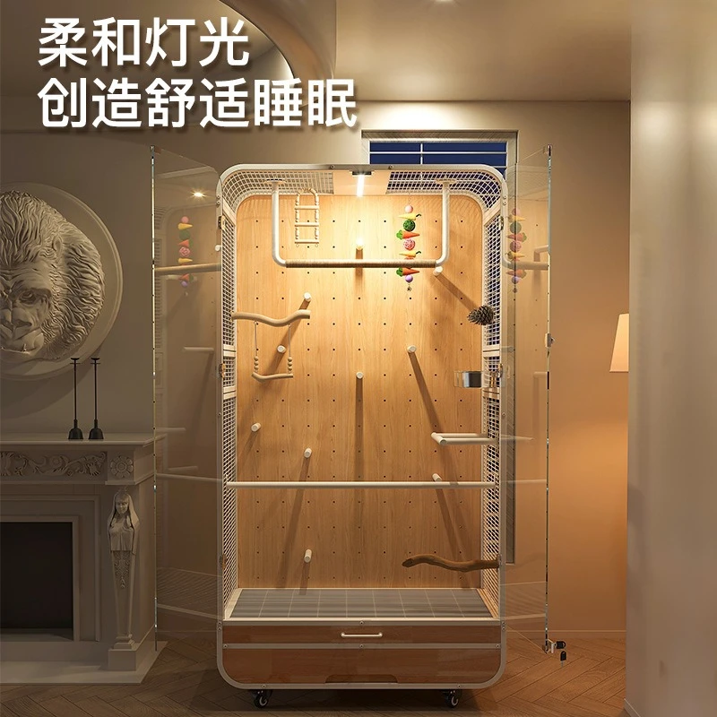 팡위안 대형 - 상하 분리형 새장 빌라 대형 앵무새 전용 넓은 공간 이동식 고급 빌라