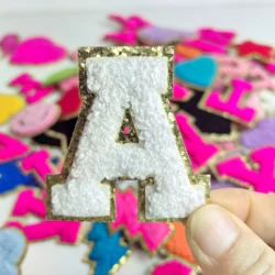 5.5cm A-Z Letters Patch Stickers Embroidery Patches Self-adhesive Decal For DIY Decorating Clothing Bag Backpack T-shirt