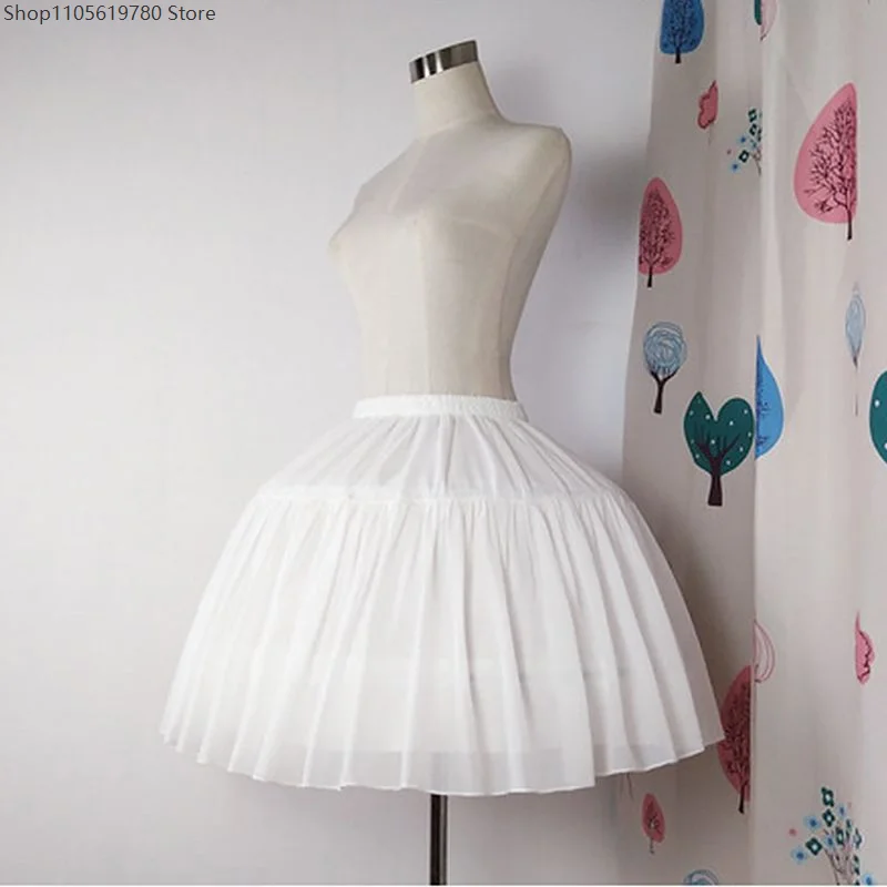 Lolita‑Inspired Role Play Petticoat Women Adjustable Hoop Midi A‑Line Fluffy Chiffon Crinoline Underskirt Cosplay Bottom Attire