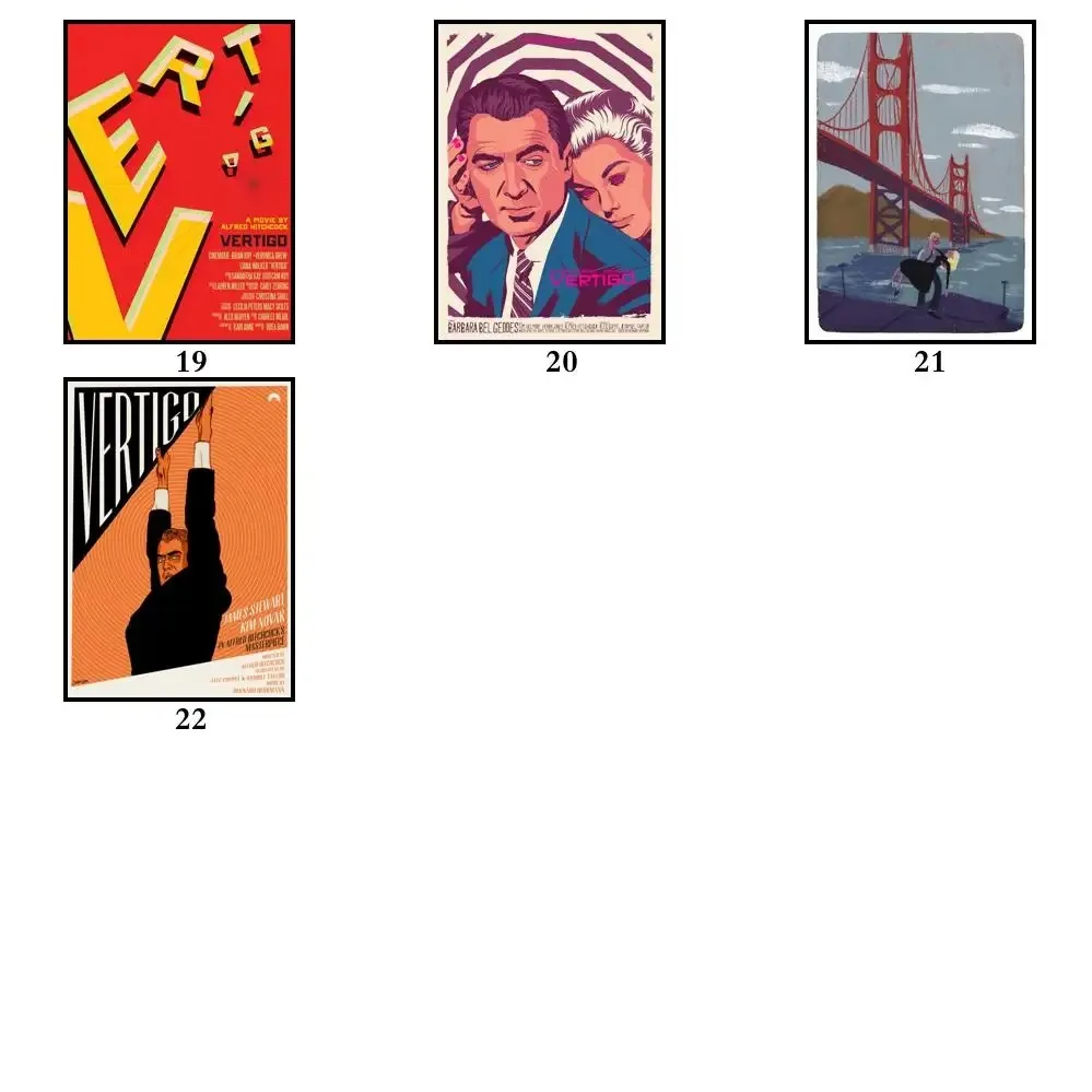 22 تصميمًا لفيلم Hitchcock Vertigo Whitepaper ملصق فني منزلي ملصق حائط فاخر لبار القهوة