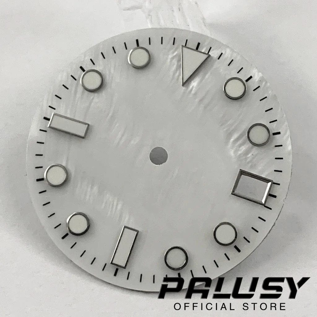 28.5mm NH35 Back White Blue Green Watch Dial Luminous Shell Watch Faces for NH35/NH35A/4R/7S Movement Replacement Parts