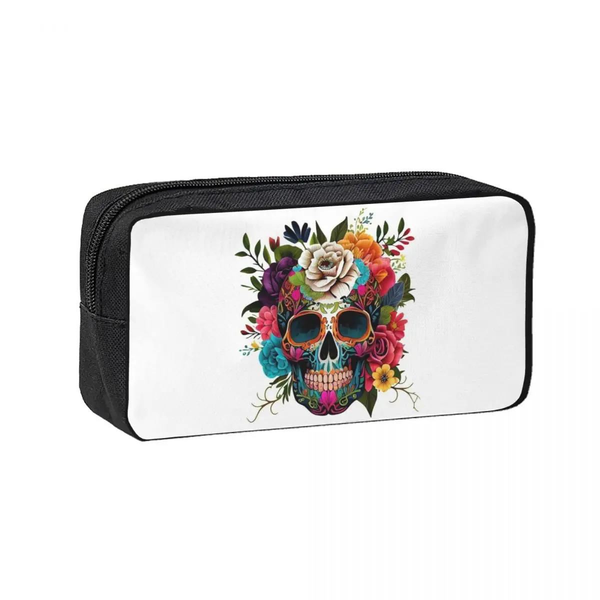Skull Print Horror Skeleton Death Pencil Cases for Students Gifts Pen Box Pencil Bag Large Storage Pencil Pouch Pen Holder