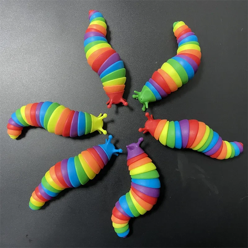 Colorful Slug Snail Toy Articulated Flexible 3D Slug Fidget Toy All Ages Relief Anti-Anxiety Sensory Toys for Children