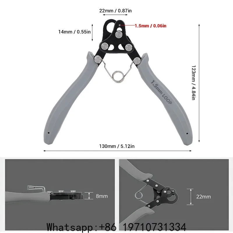 1.5mm Pliers Tool One Step Looper for Jewelry Making 18-26g Craft Wire Gold Silver Copper Iron Coils with Gray Handle Tool view 3