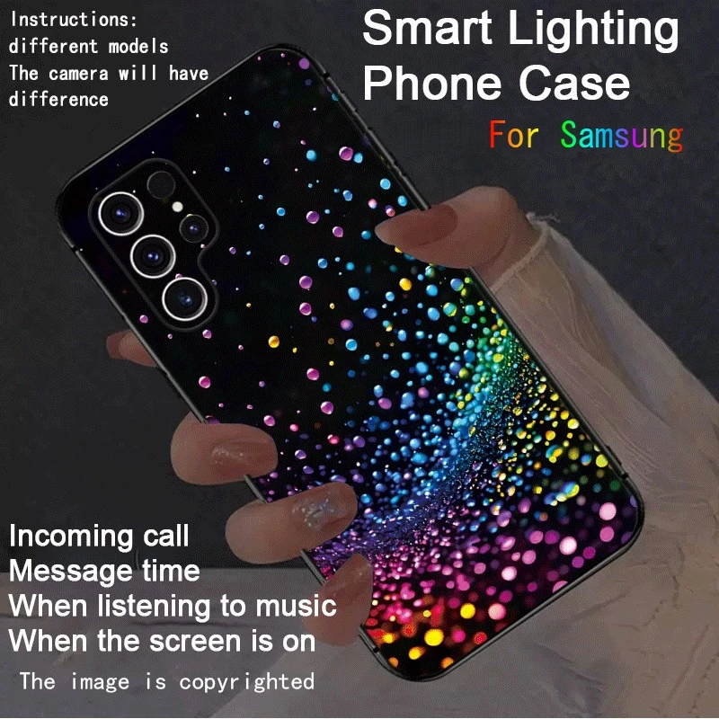 

Dream Colorful Dots Luminous Flash Phone Case For Samsung S22 S23 Plus S25 FE S24 S26 Ultra Z fold 7 6 5 Glass Protect Cover LED